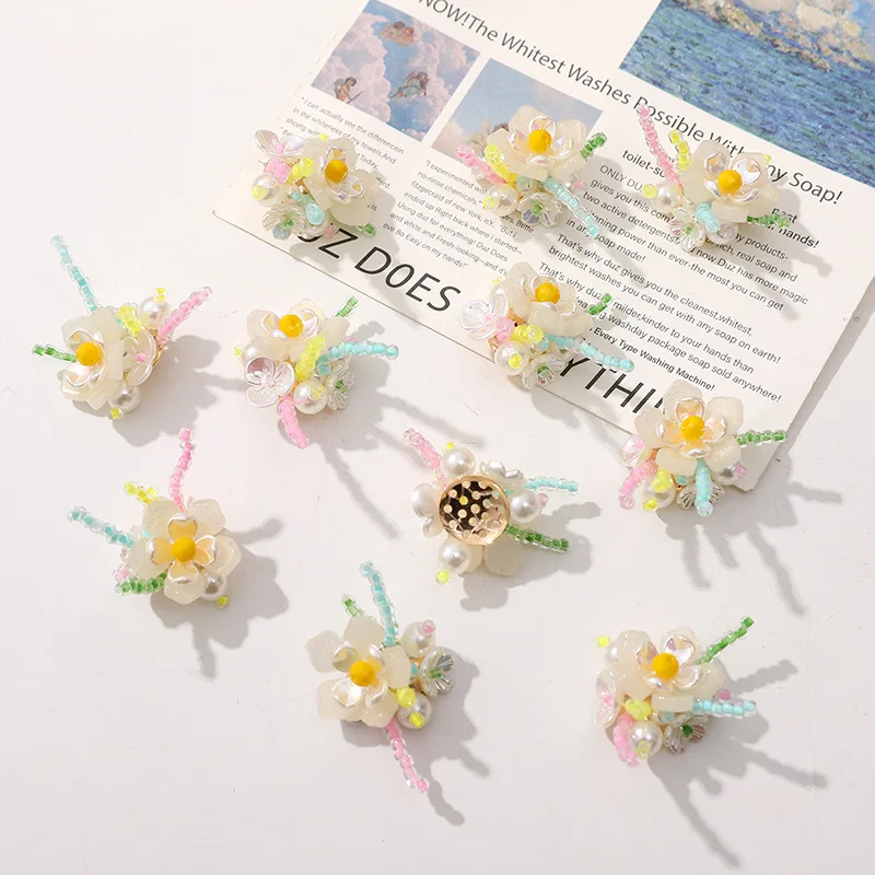1 Piece Pearl Lily of the Valley Flower Shoe Charms For Clogs Handmade Beaded Woven Soft Elegant DIY Premium Lightweight Sparkly