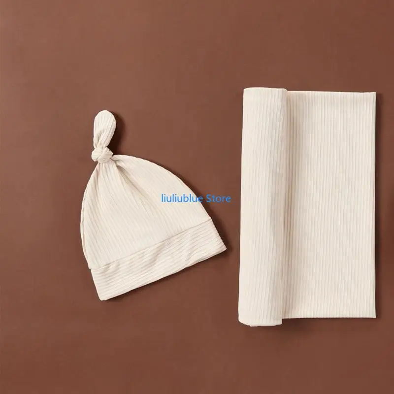 الوليد الطفل القطن قماط منشفة ملفوفة مع عقال قبعة 2 قطعة/المجموعة لحديثي الولادة طفل الفتيات الفتيان التصوير الدعائم هدية 62CF