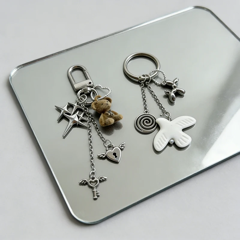 Niedlicher Bär Friedenstaube Schlüsselanhänger für Frauen, exquisiter süßer Keramik-Vogelbeutel-Anhänger, Charm, trendiges, lässiges, vielseitiges Accessoire-Geschenk