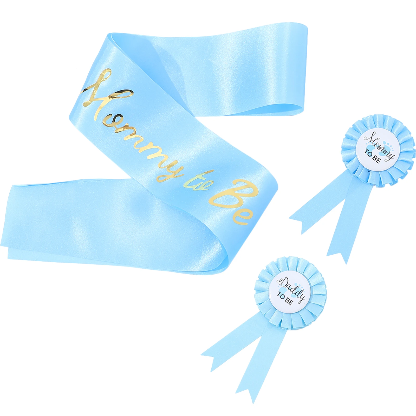 

6pcs Baby Shower Sash Set Mom Dad to Be Badge Pin for Pregnant Woman Photoshoot Gender Reveal