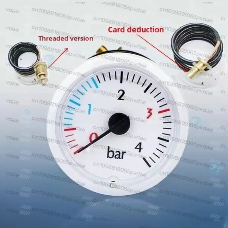 Wall-Mounted Boiler Universal Water Pressure Gauge 4bar Dual-Purpose Pot Capillary Steam Gauge
