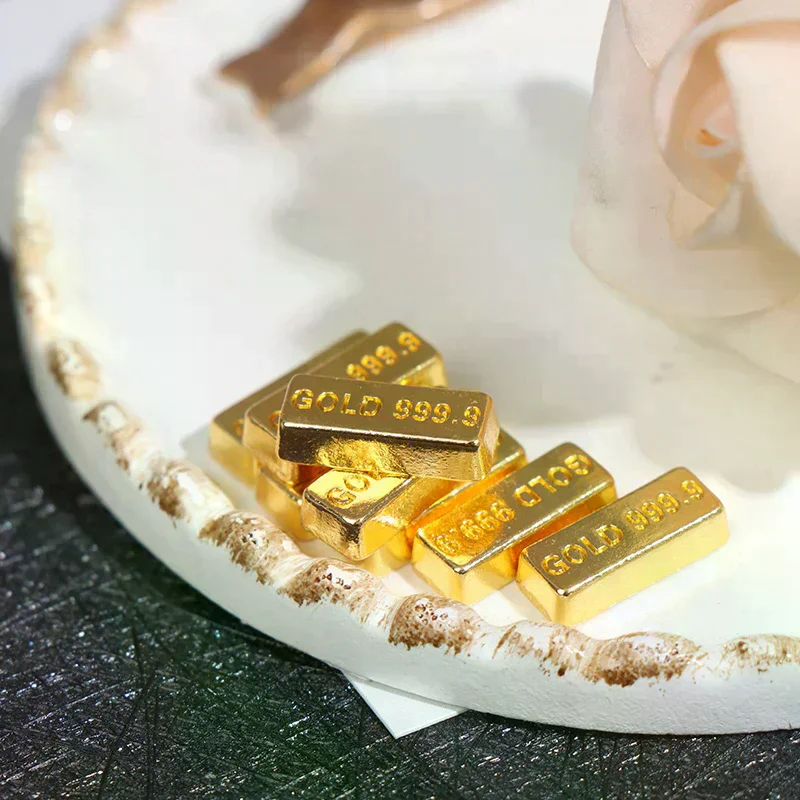 10 قطعة/المجموعة 1:12 دمية مصغرة قضبان الذهب عملة نموذج ل بيت الدمية اكسسوارات الديكور الاطفال التظاهر اللعب اللعب الهدايا