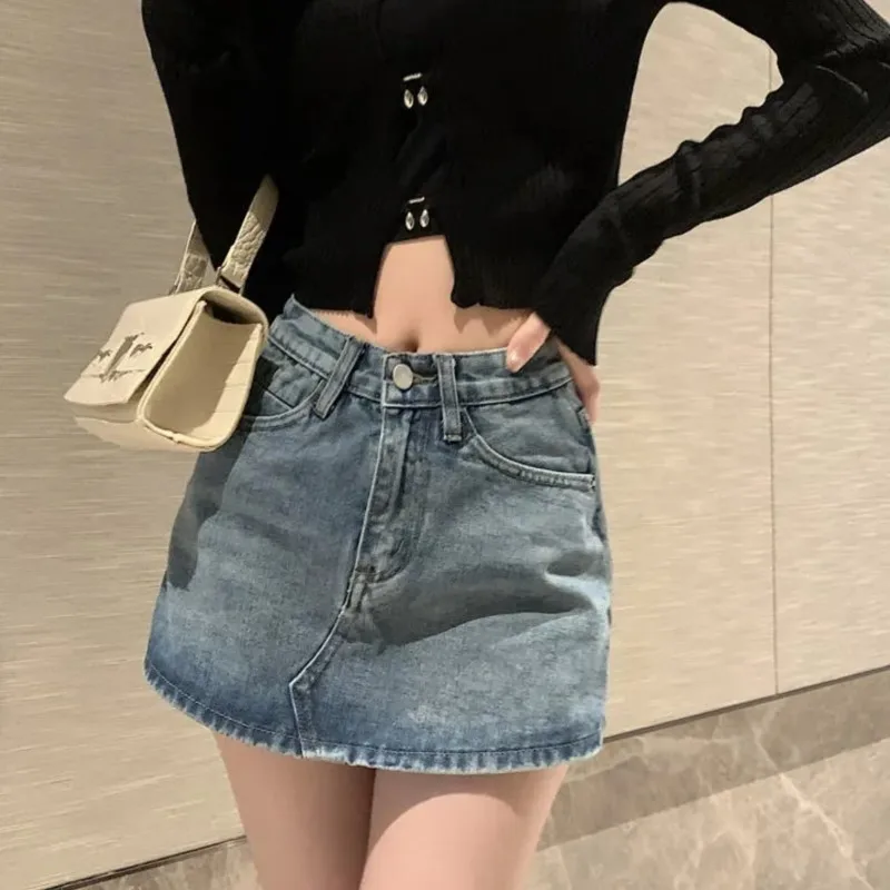 High-Waisted Vintage Female Denim Short Skirt Small New Slim Sexy Korea Fashion Girl Cute Pants