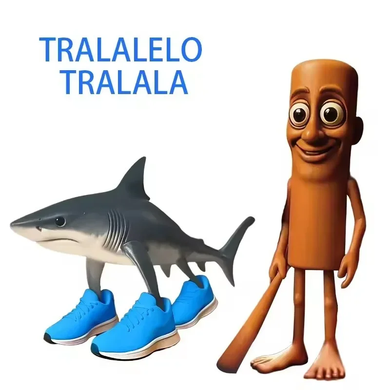 

2pcs Shark Figurine Tungtungsahur Figure Funny Doll Desktop Decoration Tralalero Tralala Figure Movable Articulated 3D Printed