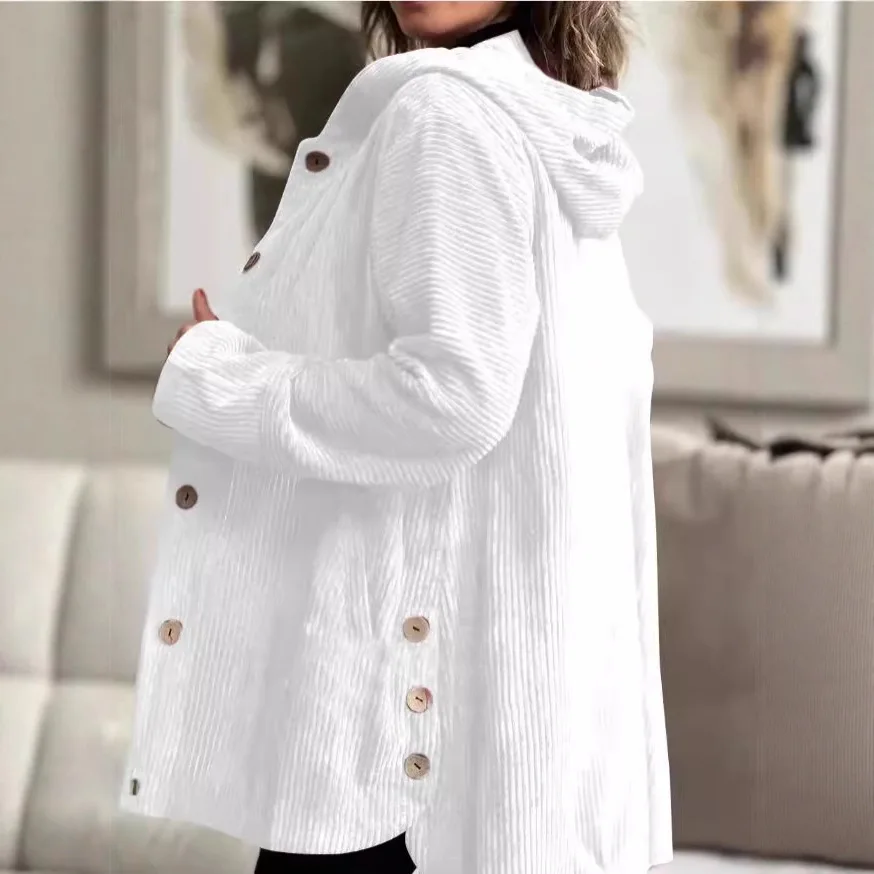 

Womens Jacket Hooded Oversized Corduroy Jacket EverydayWear LooseFitting WellInsulated Jacket Autumn Winter Transitional Coat
