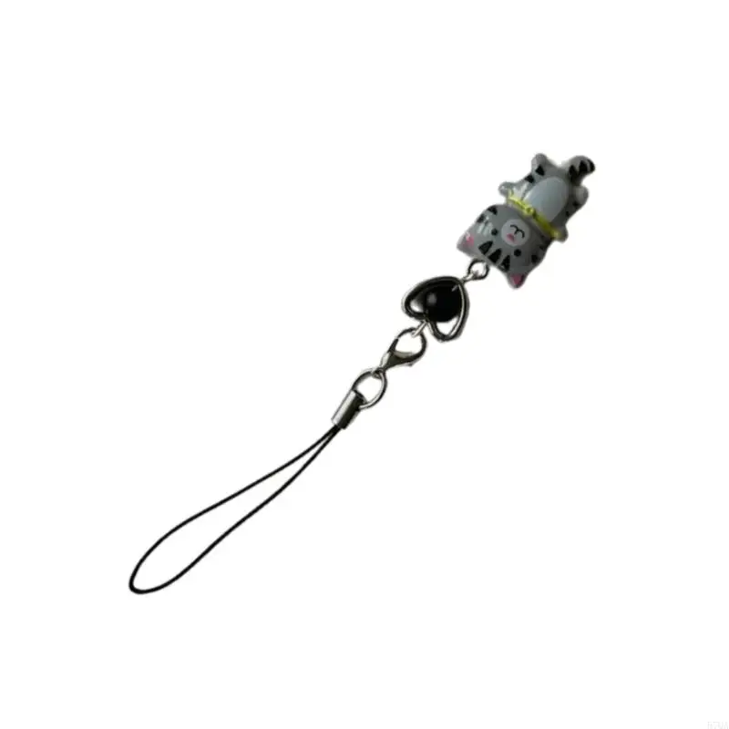 57qa niedliche Katzenanhänger Telefonkette Armband Kitys Charme Schlüsselbund Telefon Lanyard Keyring – Detail 3
