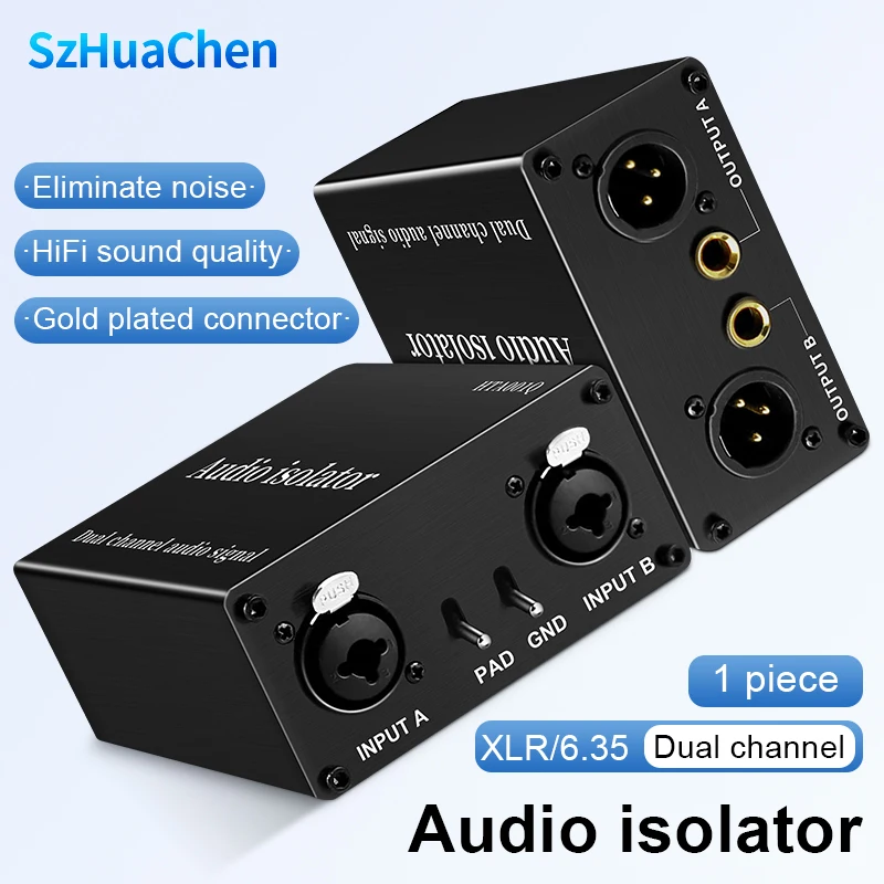 2-Channel XLR Audio Isolator Noise Reduction Filter Eliminates Current Noise 6.5 XLR Mixer Audio Isolators Dual-Channel 6.5 XLR