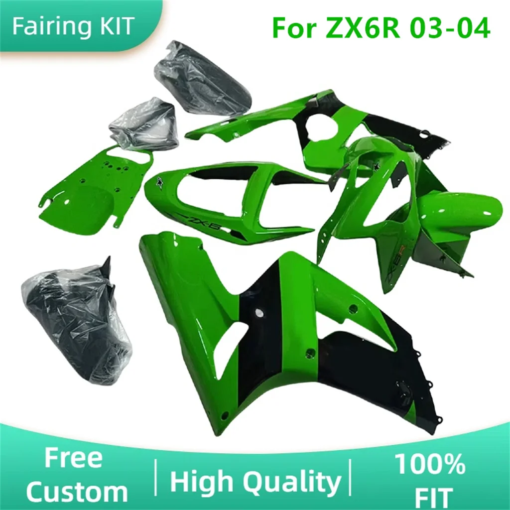

Hot Sale Motorcycle Fairing Kit for Kawasaki ZX 6R 03 04 2003 2004 ZX6R 636 ZX-6R Bodywork Cowling Parts 100% Fit Injection Mold
