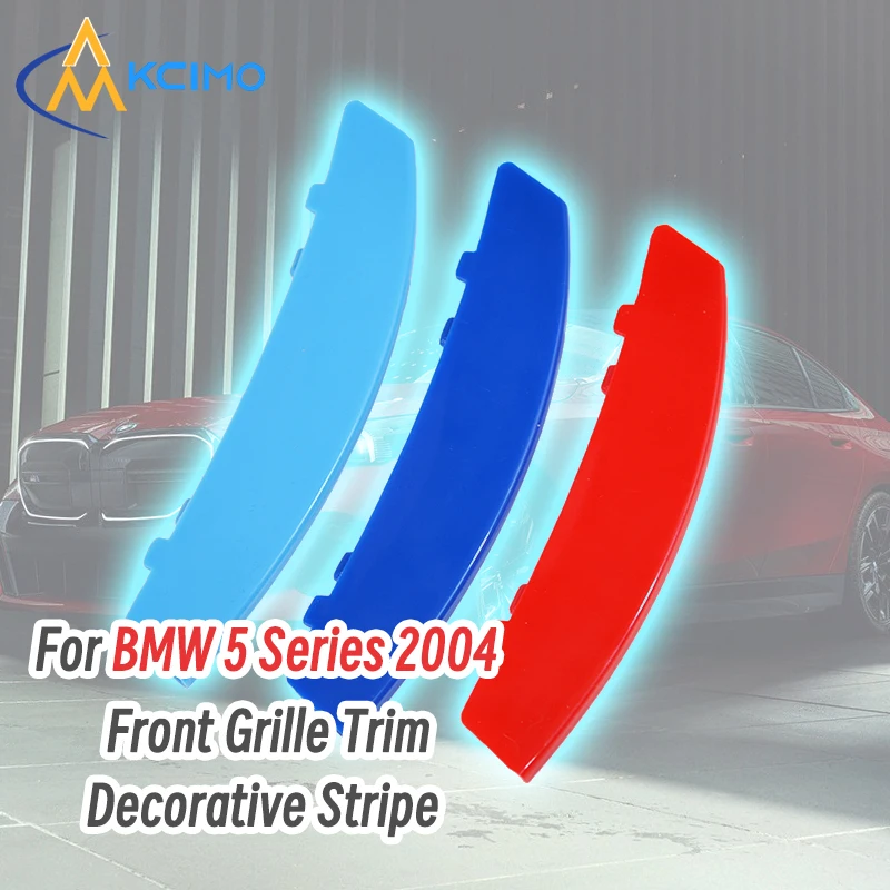 Kcimo Front Grille Trim Strips Decorative Covers Fit for BMW 5 Series E60 E61 2004-2010 Medium Grid Three Color Auto Accessories