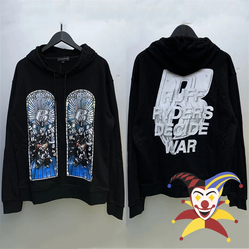 

WHO DECIDES WAR Hoodie Men Women Black Oversize 2024fw Vintage Eagle Print Oversize Hooded