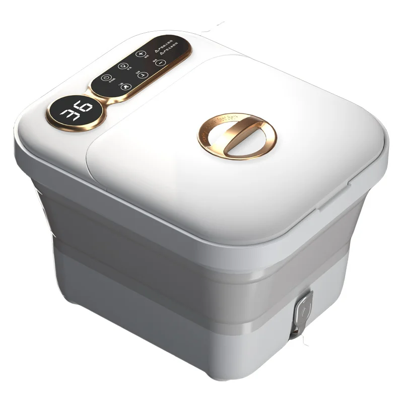 Folding Foot Washing Tub Constant Temperature Heating Automatic Electric Massage Blue Black Musical Function 110V 220V