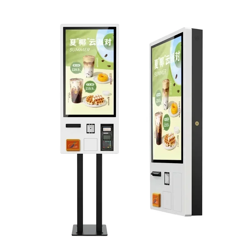 32 inch Restaurant Food Order Kiosk Touch Screen Computer Unattended Payment Kiosk With Scanner Support 4G Net