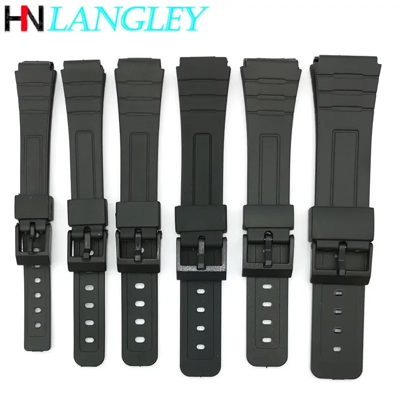 Silicone Watch Strap 12 14 16 18 20 22mm for Casio W800H PU Resin Bracelet SGW400 F91W F84 F105/108/A158/168 AE1200/1300 Band