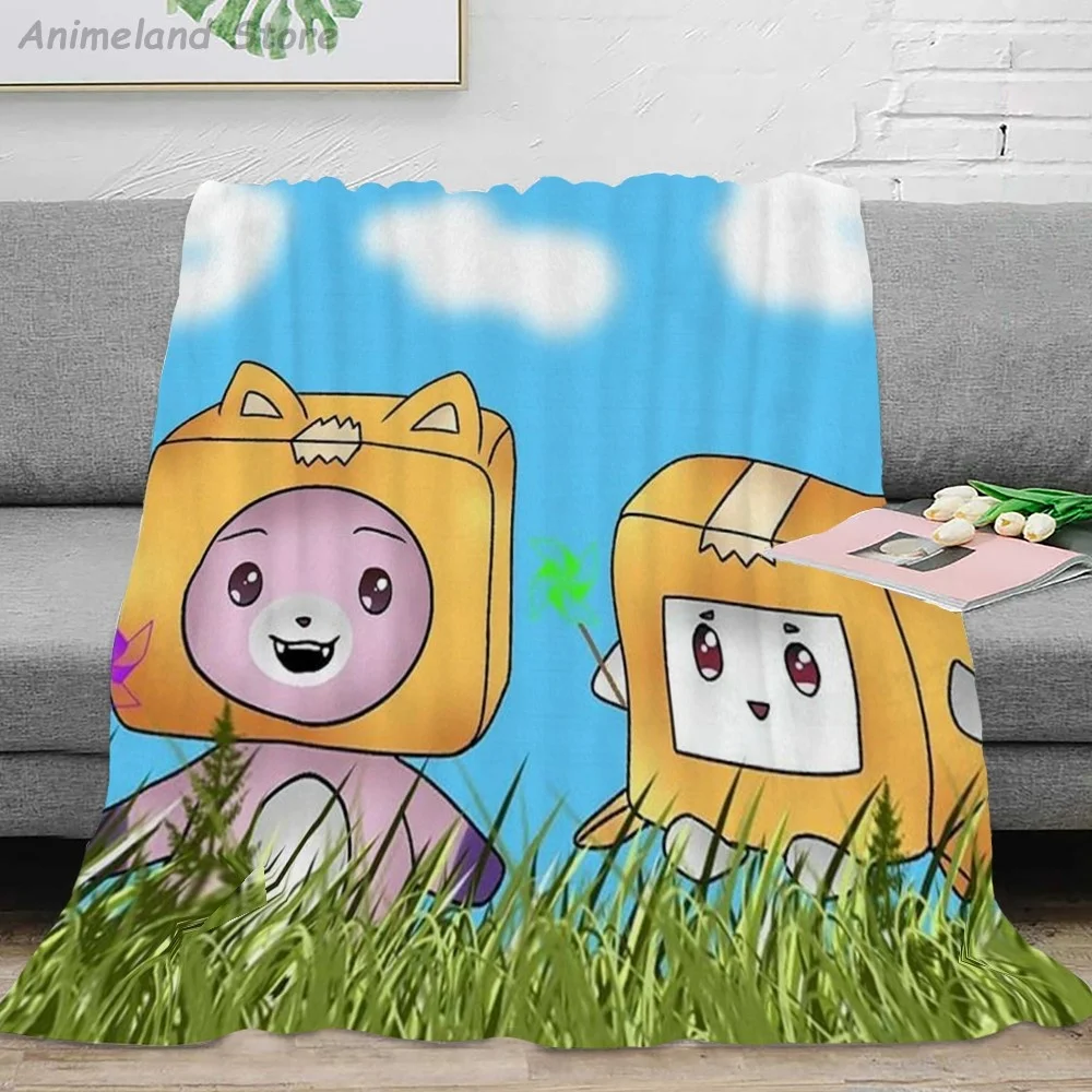 Lankybox Foxy Boxy Throw Blanket Winter Spring 3D Lovely Cartoon Flannel Blanket For Kids Beds Home Hotel Airplane Warm Blankets