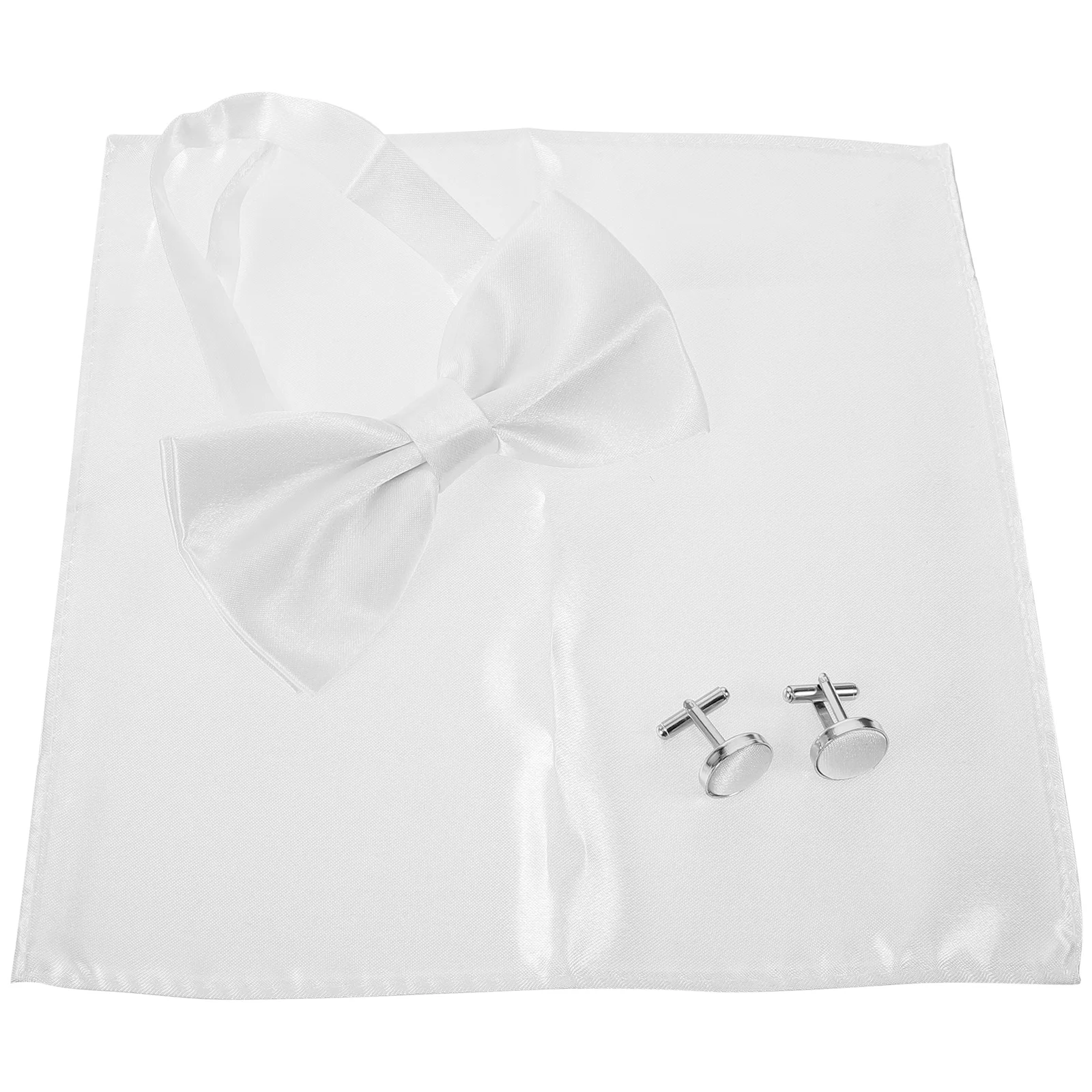 

Light Green Tie Bow Handkerchief Set Cufflinks for Men Pre-tied Bowtie Ties Satin with Pocket Square Men's