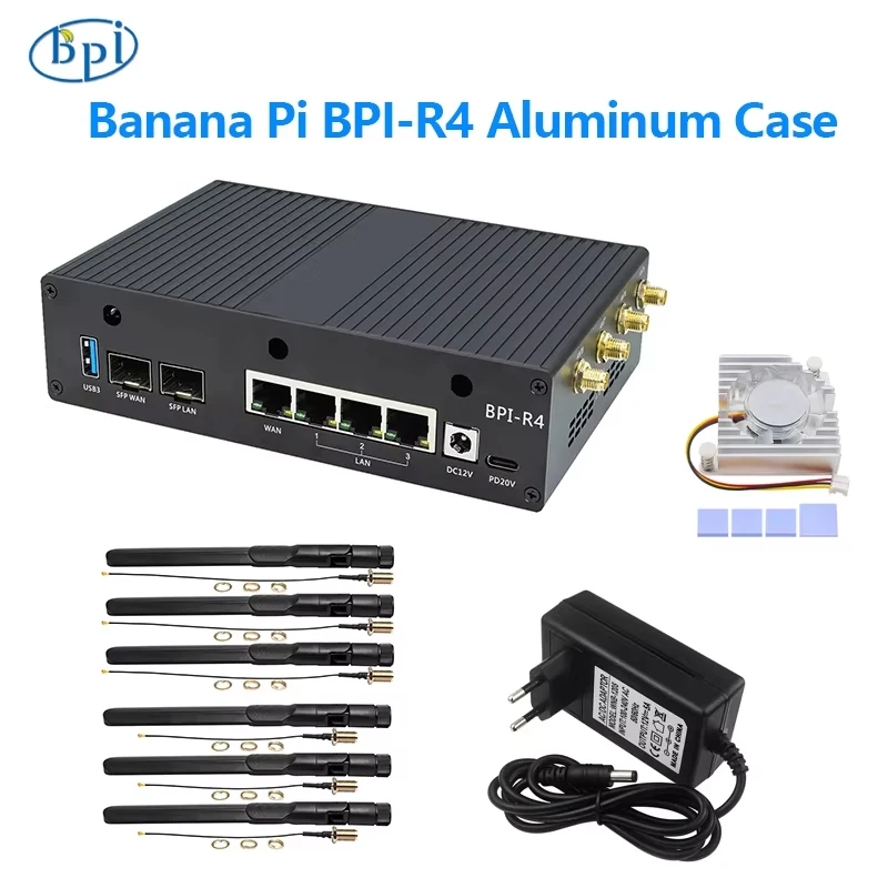 

Banana Pi BPI-R4 Aluminum Case Metal Shell Optional For Banana Pi BPI-R4 Development Board