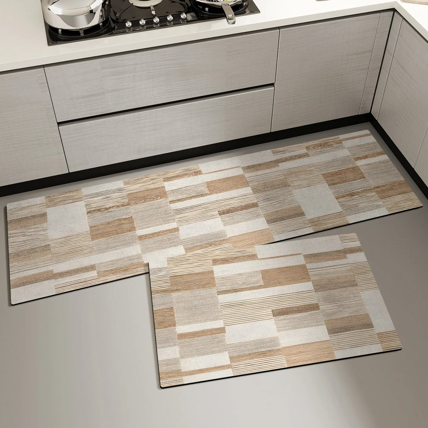 

Kitchen Carpet Vintage American Non-slip Long Strip Runner Rugs Waterproof Oil-proof Kitchen Floor Mats PVC Leather Washable Rug