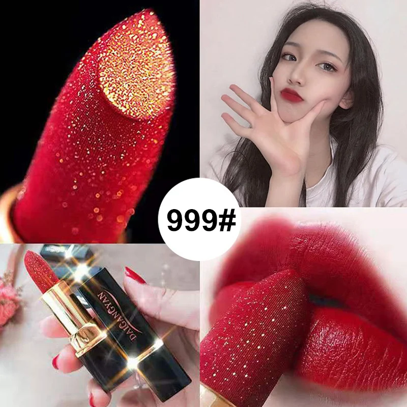 Brand New Glitter Lipstick 13 Color Matte Red Lips Makeup Waterproof Shimmer Lip Stick Nude Matt Purple Long Lasting Lipsticks