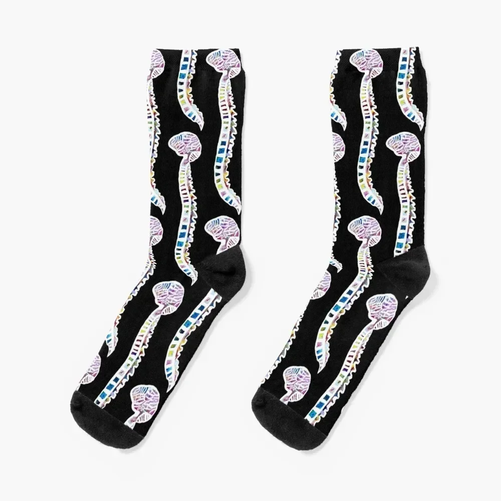 

Funfetti Brain and Spine (Dark Pattern) Socks colored Wholesale Non-slip Man Socks Women's