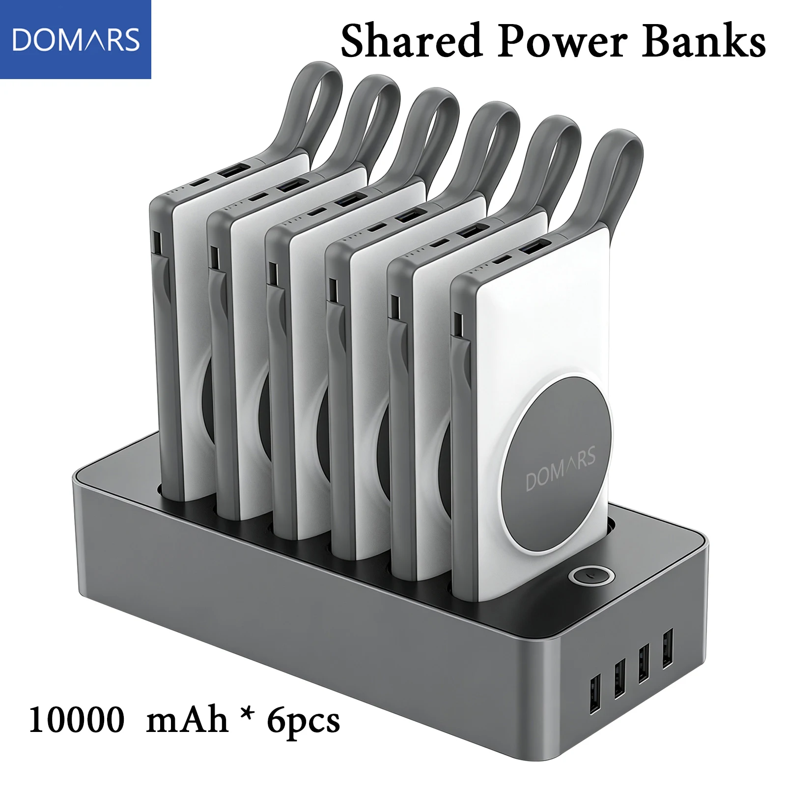 

Domars Magnetic Shared Power Bank Set 6pcs 10000mAh Fast Charging Portable Battery with Built-in Data Cable CCC Certified