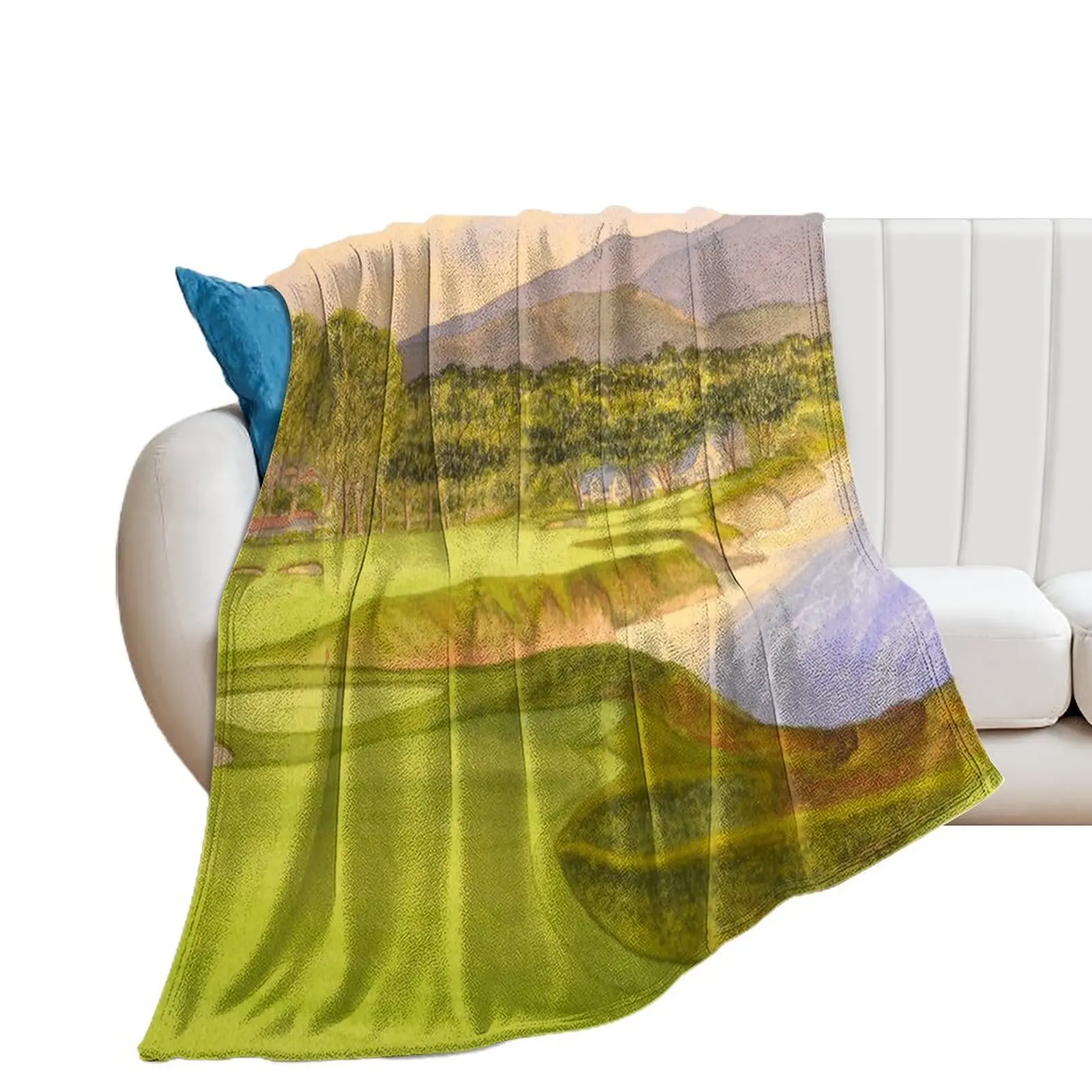 Pebble Beach Golf Course Holes 9 and 10 Throw Blanket Baby Flannel Fabric Luxury Blankets