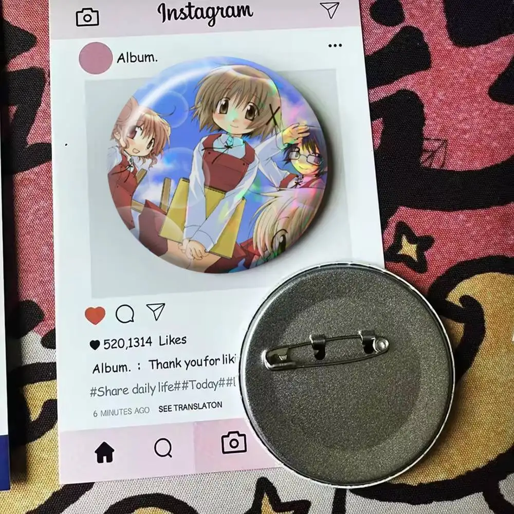 Hidamari Sketch Manga  Badge 25 32 44 58 75 mm Round Fans Collect Friends Gifts Brooch Souvenir