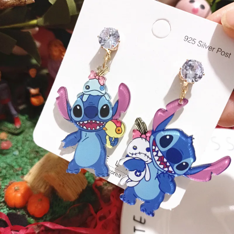 Disney Cartoon Lilo & Stitch Earrings Kawaii Stitch Acrylic Earrings Dangle Ear Drop Jewelry Girls Women Toys Christmas Gifts