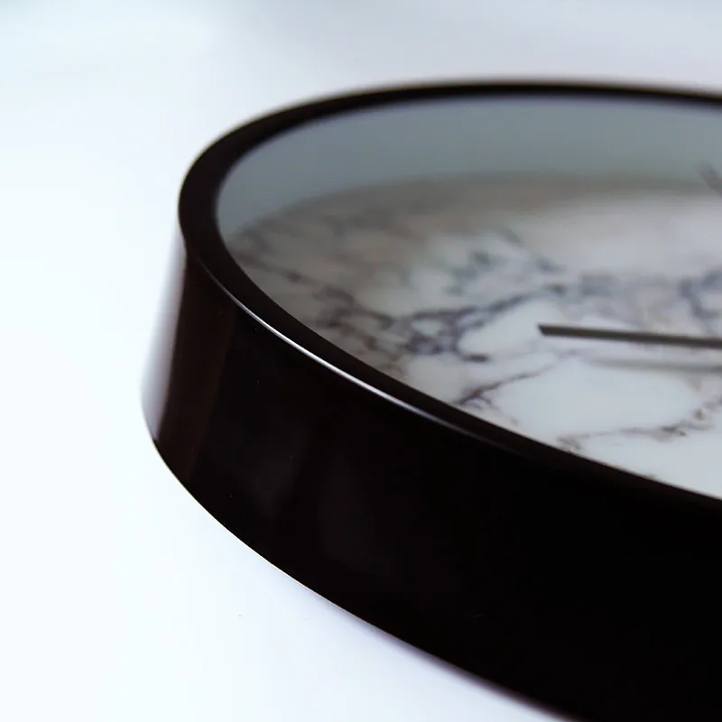 Relógio de quarto com padrão de mármore circular de pedra de 30 cm