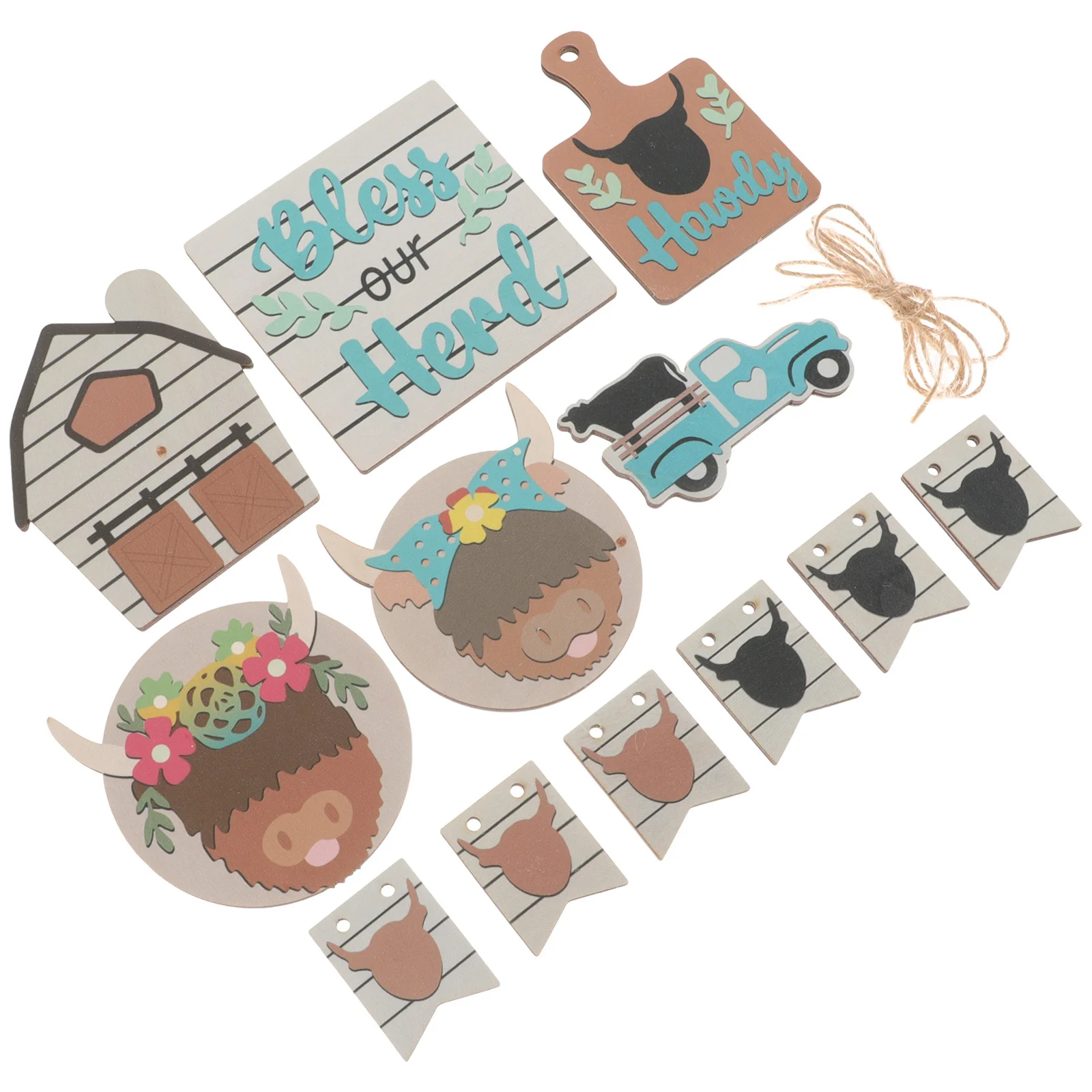 

1 Set Pvc Figurines Cow Theme Farmhouse Tiered Tray Decor Set For Party Wedding Birthday Tabletop Centerpiece Wooden Sign Rustic