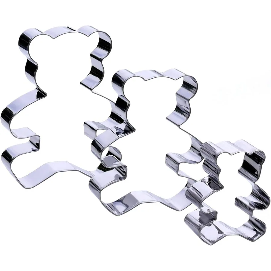 Juego de cortador Ce de oso de peluche, utensilios Cng afilados y de acero inoxidable, un ajuste divertido para sándwiches, paisajes y frutas, apto para lavavajillas, 3-Pi