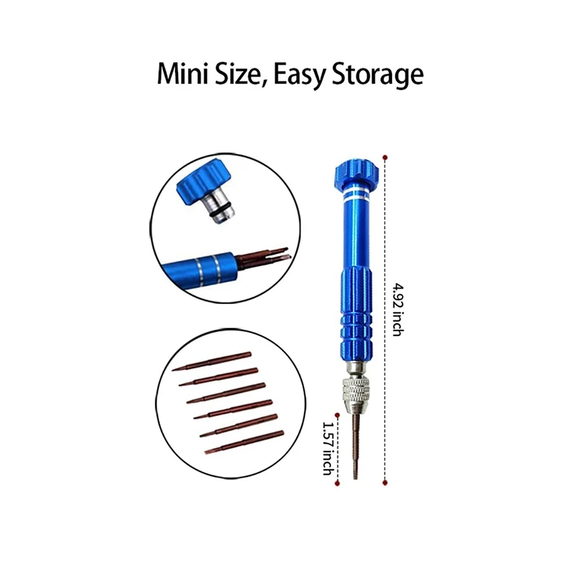 Magnetic 6 in 1 Tiny Screw Driver Kit, Small Screwdriver Set Perfect Mini Screws for Cell Phones, Watch, Eyeglass Etc