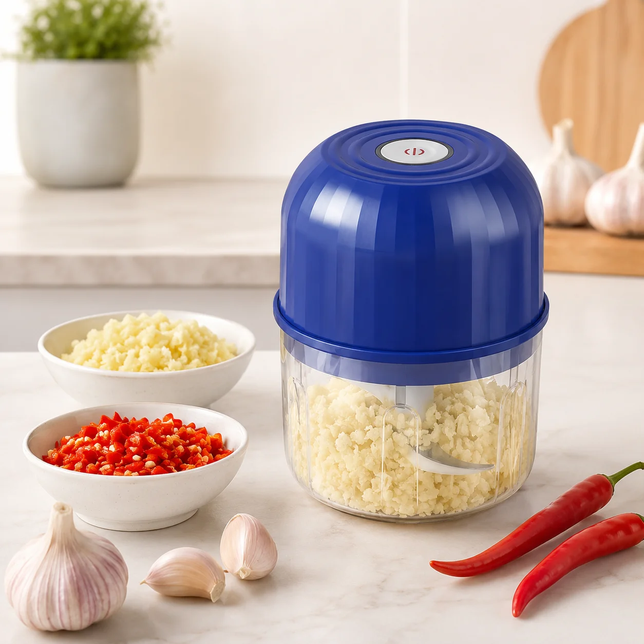 1P Electric Garlic Masher Mini Garlic Mashing Machine Convenient Food Processing Machine Multi Functional Chopper Home Essential