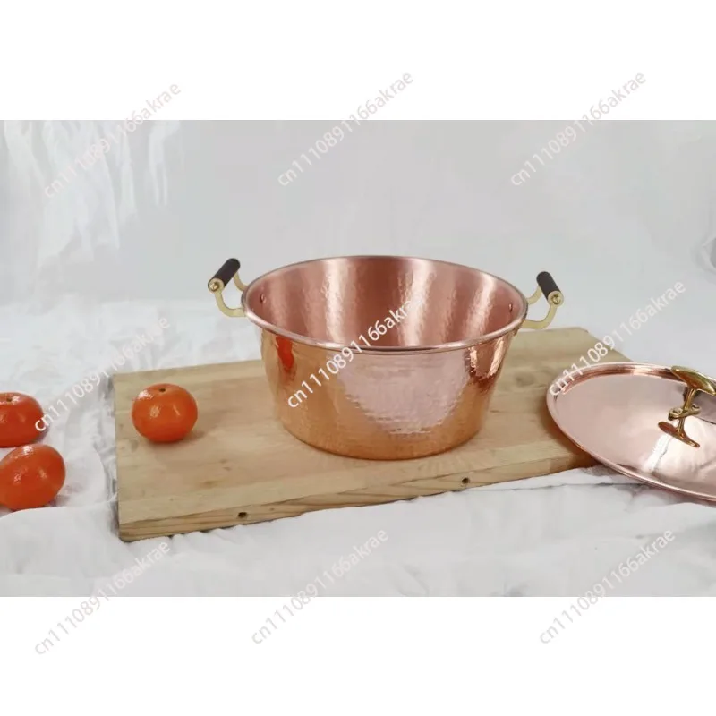 for Copper binaural cooking pot, pure copper hot pot, pure copper soup pot, binaural hammer point saucepan