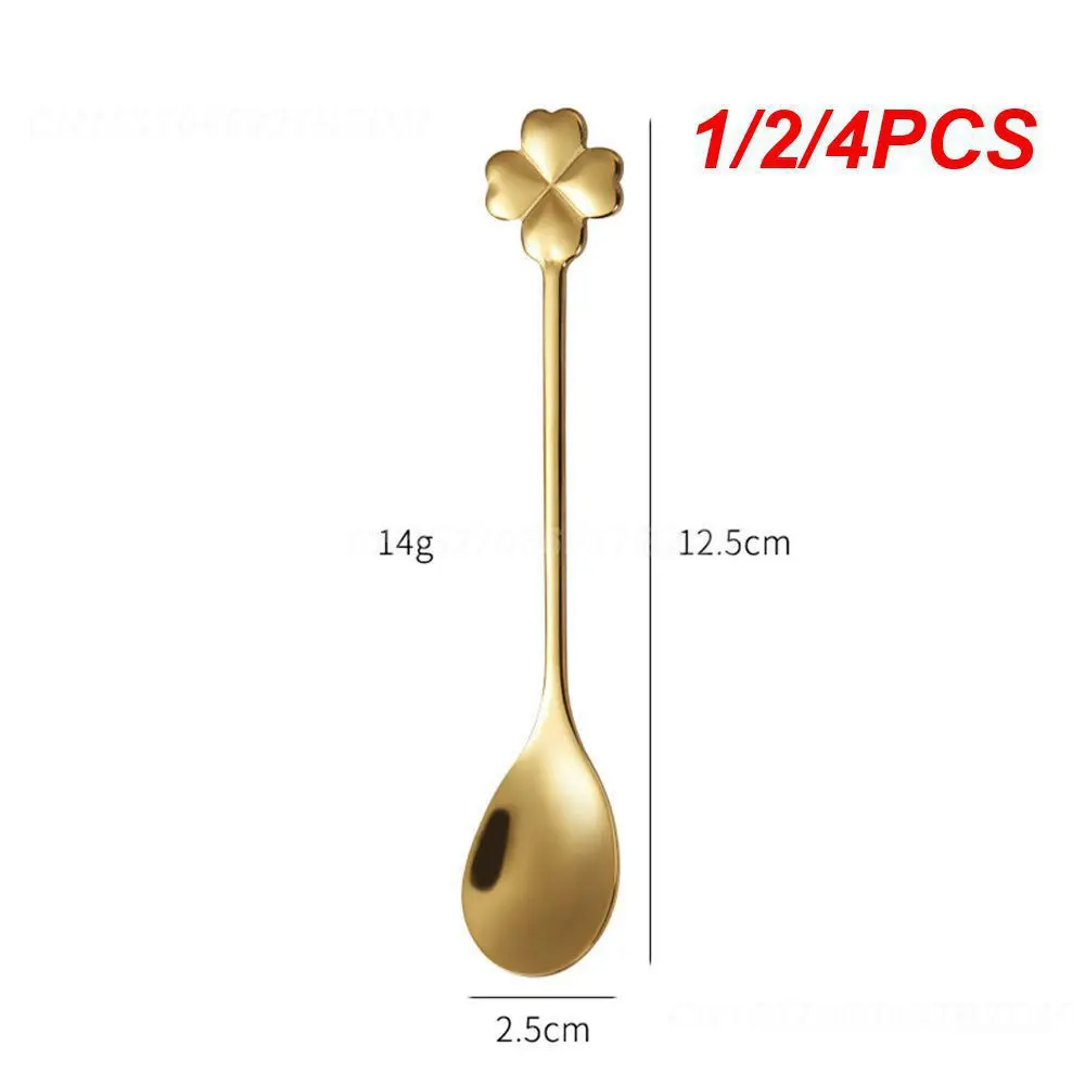 1/2/4PCS Stainless Steel Coffee Spoon Bird's Nest Honey Stirring Spoon Rose Heart Spoon Gold Heart Shaped Kitchen Tableware