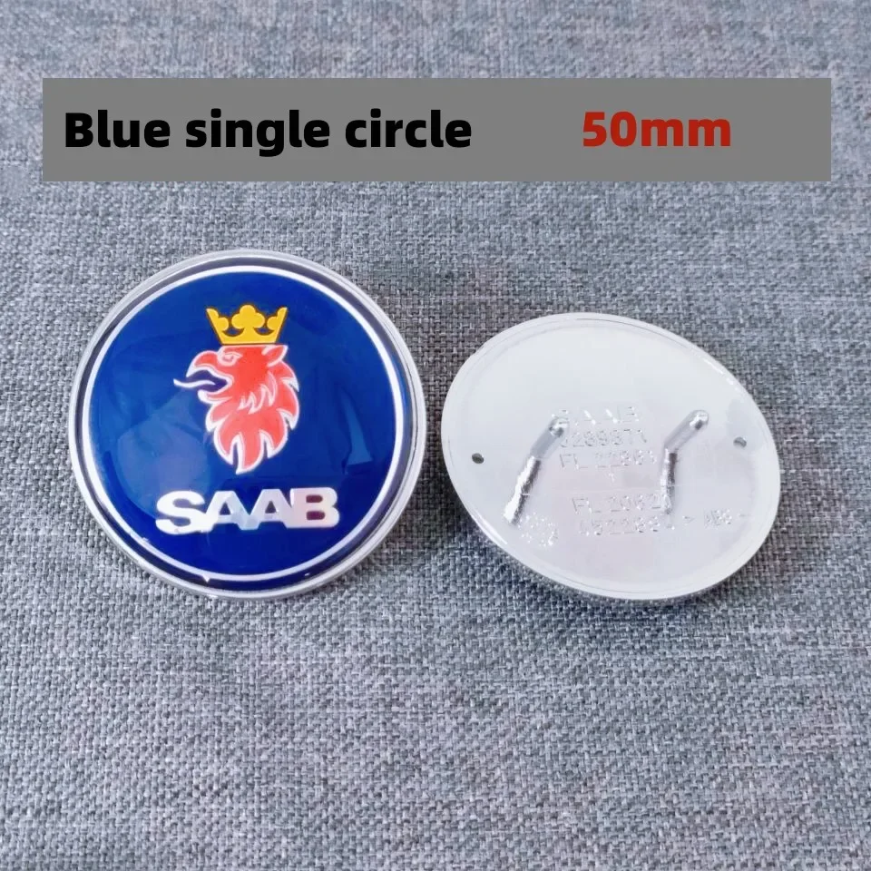 5 stks/partij Blauw 50mm Voor SAAB 93 900 9000 Motorkap Motorkap Emblem Stickers Circulaire Auto Motorkap Front 50mm Badge Accessoires