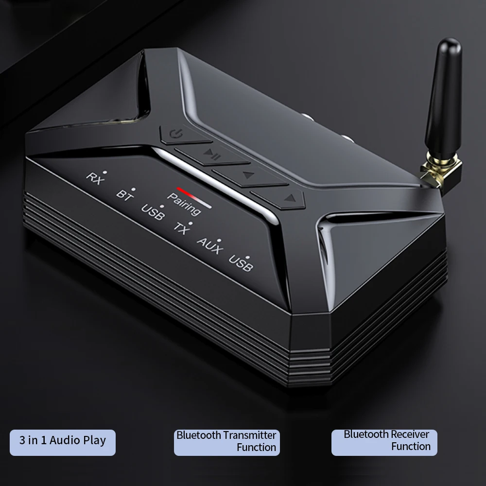 Low Latency Bluetooth 5.0 Audio Transmitter Receiver 3.5mm AUX Jack HD Sound RCA Wireless Adapter for Car TV PC Pair 2