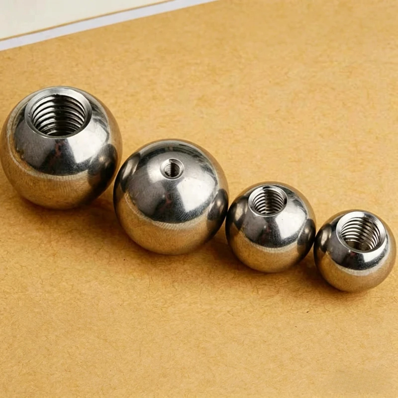 304 Stainless Steel Thread Half Hole Balls Female Thread Blind Hole Smooth Bead OD2.5-50mm Metric M5 M6 M8 Drilling Ball For CNC