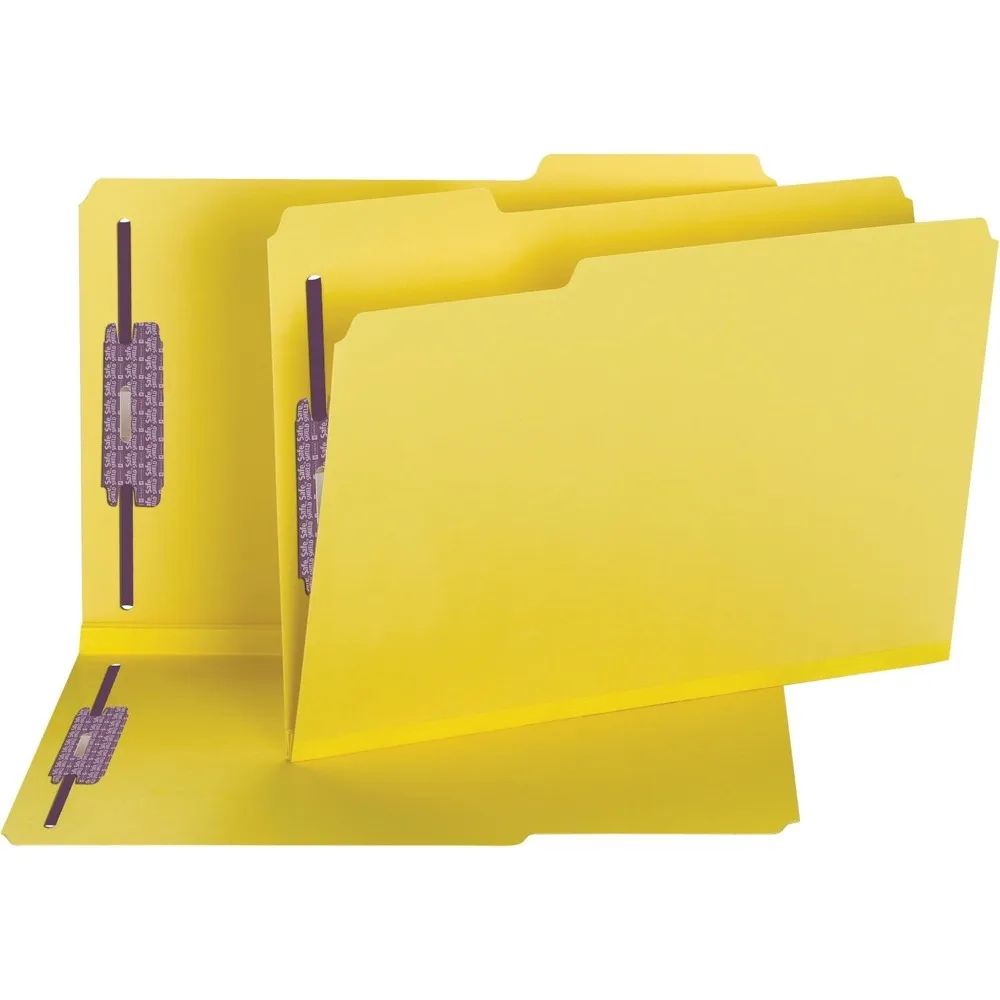 

Желтая папка для файлов с застежкой под давлением Legal Size с защитой SafeSHIELD, 2 крепления, вкладка с обрезкой 1/3 вырезами, 2 кармана расширения, пакет