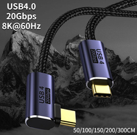 USB4 Elbow Cable 2m 3m USB4.0 Thunderbolt3/4 8K@60Hz 20Gbps Data Transfer 100W 5A Fast Charging Cord for Macbook Pro USB Type C