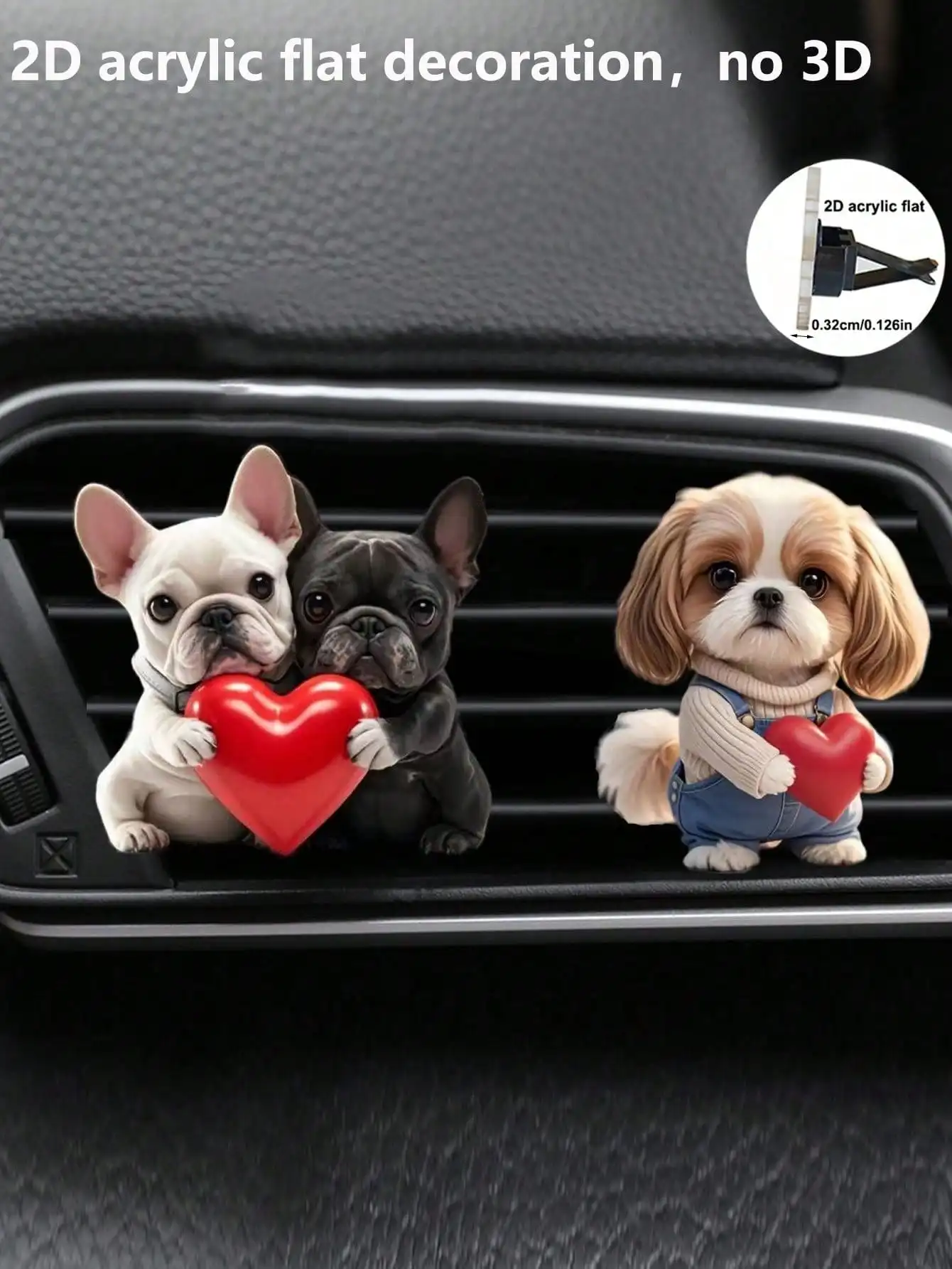 1/2 Pcs Creative Cute Puppy Car Air Vent Air Freshener Decoration Clip Car Air Freshener Air Conditioner 2D Acrylic Flat Puppy D