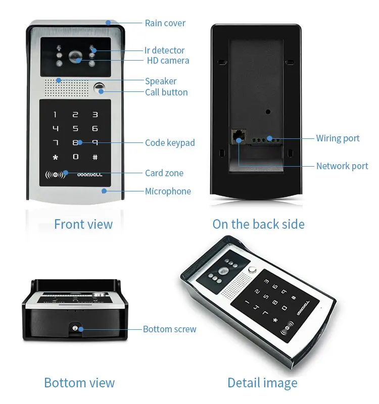 TCP/IP Tuya Sistema citofonico domestico Password RFID APP Sblocco remoto WiFi Smart IP Videocitofono Campanello Videocitofono 1080P