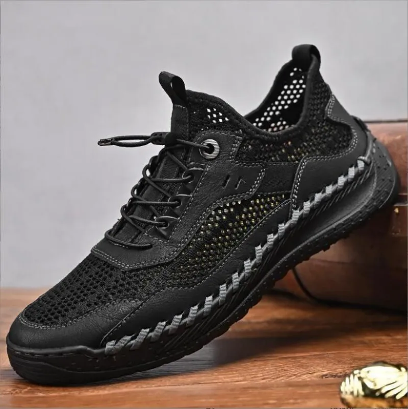 Summer Mesh Breathable Shoes Men Casual Sneakers Driving Shoe Leather Loafers Men Shoes Hot Sale Moccasins Tooling Shoe Footwear