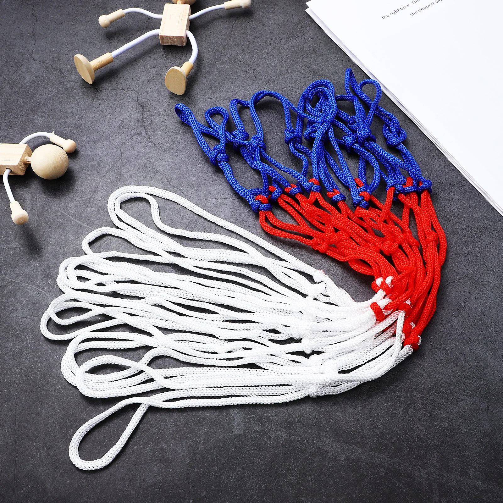 

2Pcs Basketball Net Kit White Red Blue 50cm 12Rings Durable Nylon Rainproof Windproof Outdoor Indoor Replacement