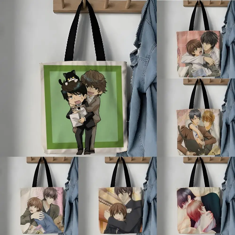 Bolsas de almacenamiento, bolso de hombro escolar de lona estética, bolsa de compras ligera, bolsa de compras para el supermercado, amor gay, cómic, Anime S-Sekaiichi Hatsukoi