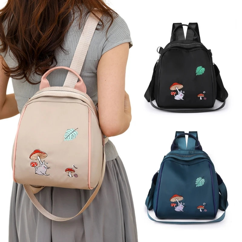 

Women Fashion Embroidered Backpack Girl Waterproof Large Capacity Shoulder Bookbag Female Lightweight Travel Anti Theft Rucksack