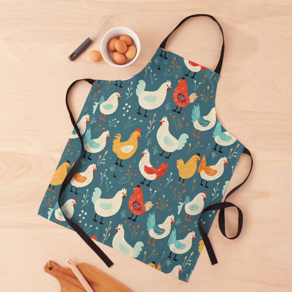 

Farmhouse Chickens Rooster Country Vintage Kitchen Teal Apron kindergarten teacher chef for man Apron