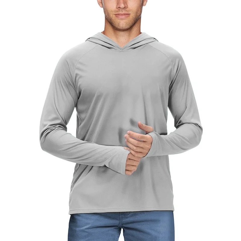 Fishing Suit Summer Long Sleeve Hooded Slim Fit UV Protection Clothing For Men Outdoor Hiking Mountaineering Skin Clothing