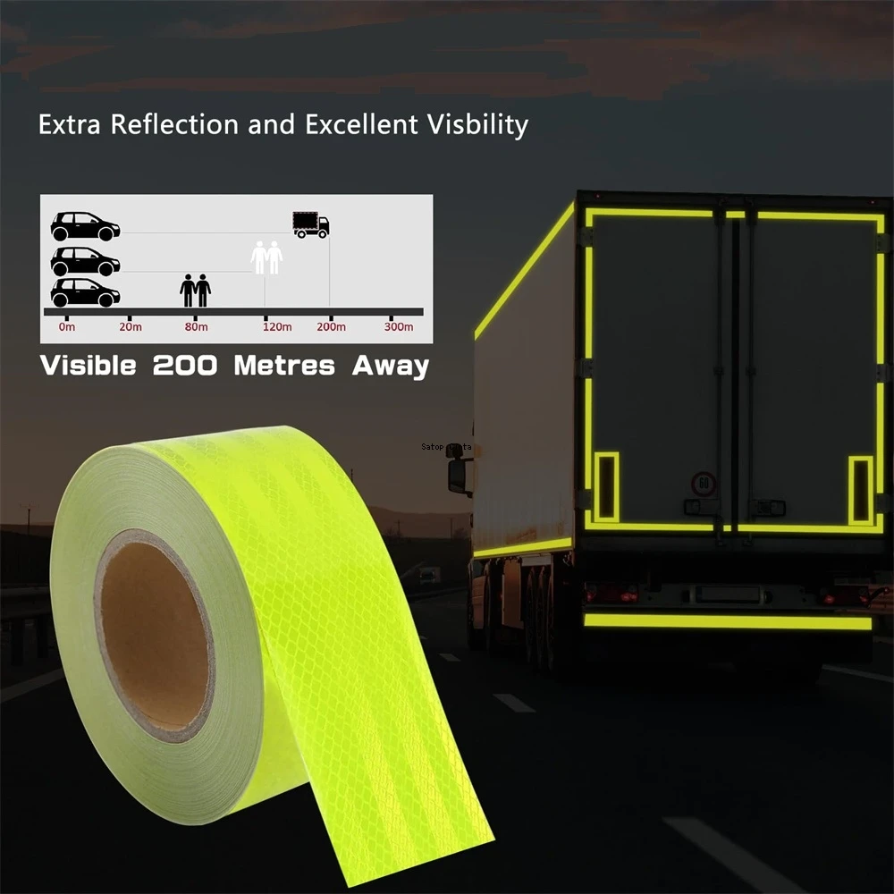 4inch*17FT PET Truck Reflective Tapes Fluorescent Yellow High reflection Safety Caution Road Warning Reflectors Film For Vehicle