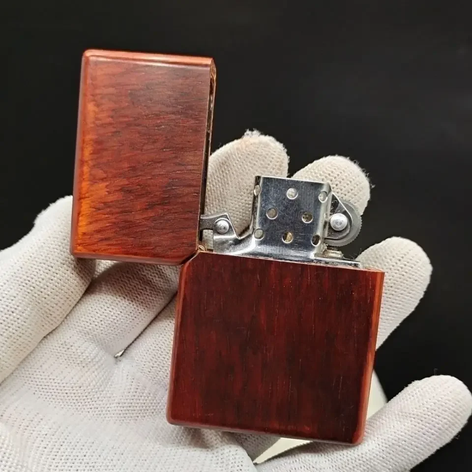 Mahogany Lighter Rosewood Hand-carved Kerosene Windproof Grinding Wheel Lighter Retro Personality Creative Collection Gift