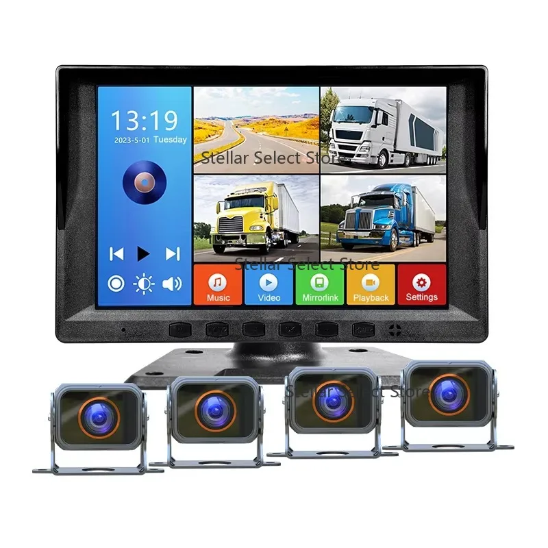 8 Inch 4CH MP5 Player Car DVR Recorder IPS  1080P Waterproof Backup Camera Kit for Truck Trailer Bus RV